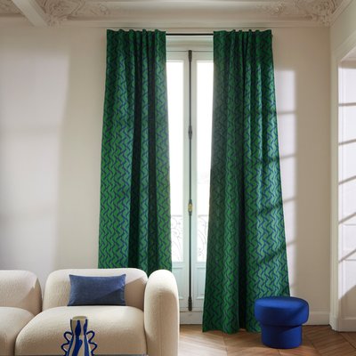 Rideau Raffy Tamisant en Sergé graphique aux coloris pop Vert 136x280 cm MADURA