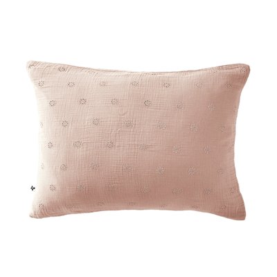 Taie d'oreiller brodée double gaze de coton TERRE DE NUIT