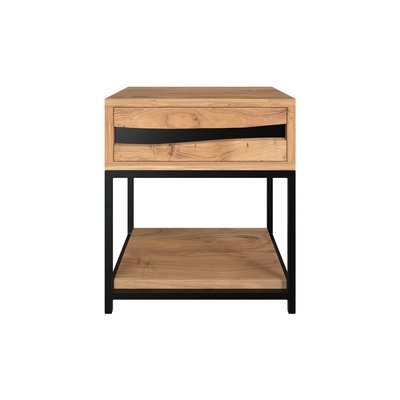Table de chevet en bois d'acacia et métal, 1 tiroir et 1 étagère - ALABAMA RENDEZ-VOUS DÉCO