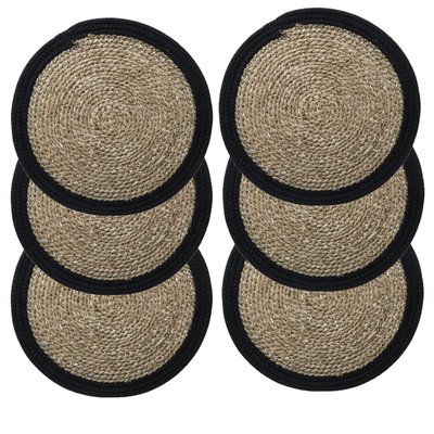 Lot De 6 Sets De Table Rond En Roseau Et Coton Pop TOILINUX