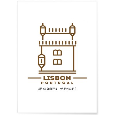 Poster Coordonnées Lisbonne L'AFFICHERIE