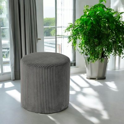 Pouf rond velours côtelé gris (lot de 2) MALMOE PIER IMPORT