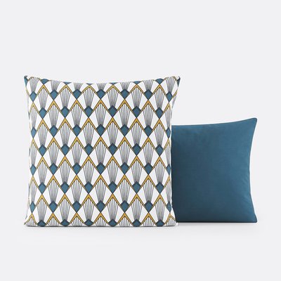 Elisa Blue Art Deco 100% Cotton Percale 180 Thread Count Pillowcase LA REDOUTE INTERIEURS