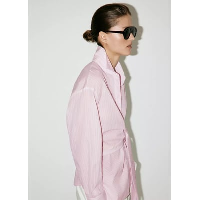 Chemise à rayures détail nœud MANGO