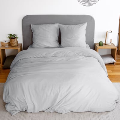 Parure housse de couette en microfibre lavée unie, AVY C DESIGN HOME TEXTILE