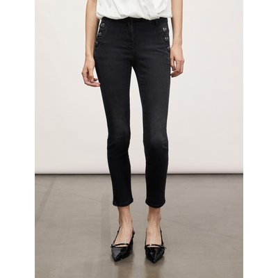 Jean skinny en denim de coton mélangé, délavage black MOTIVI