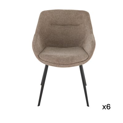 Lot de 6 fauteuils bridge en tissu taupe L64 cm - COLOMBE SIGNATURE