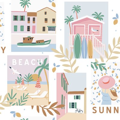 Rouleau de nappe toile ciree Merida beach 20m DOUCEUR D'INTÉRIEUR