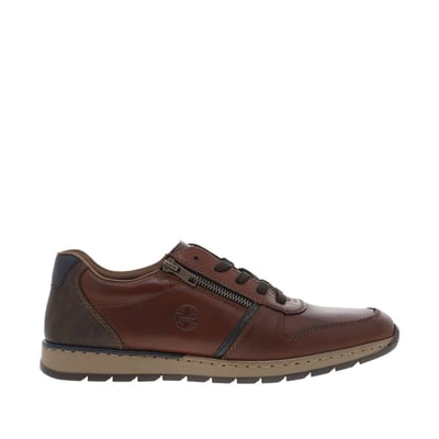 Sneakers marron à talon plat et à lacets plats et zip latéral RIEKER