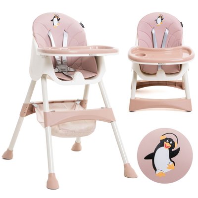 BEBELISSIMO - Chaise Haute Bébé Evolutive -dès 6 mois jusqu’à 20kg -Disco Pinguin - hauteur réglable - rose BEBELISSIMO J'AIME
