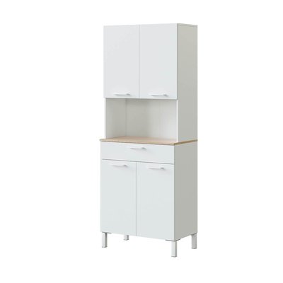 Buffet haut 4 portes + 1 tiroir et 1 compartiment ouvert H186 cm - Kira CALICOSY
