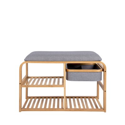 Banc en bambou avec rangements - DUR LEITMOTIV