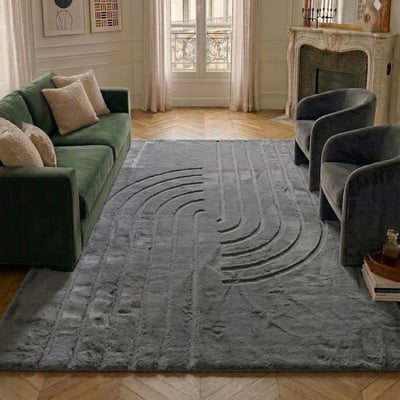 Tapis  interieur doux à motif demi arc lavable en machine ALASKA NAZAR RUGS