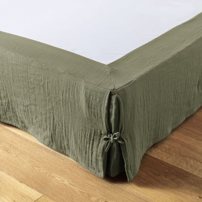 Cache sommier, en 100 % Gaze de coton, avec volant 30 cm EDEN
