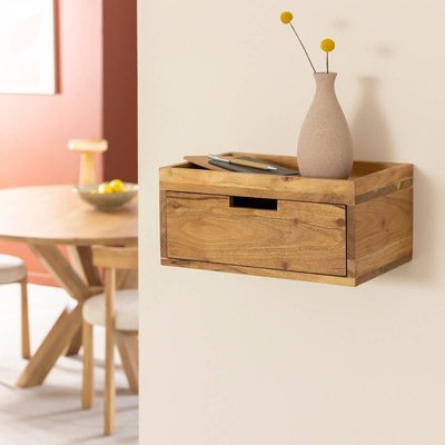 Etagère murale carrée en bois d'acacia  ORANE MADE IN MEUBLES 