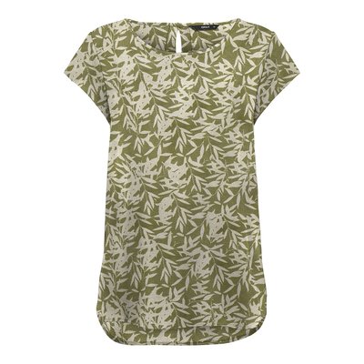 Leaf Print Blouse with Short Sleeves ONLY