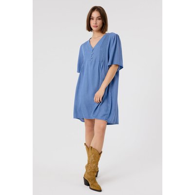 Robe en denim bleu clair avec manches larges et plis décoratifs ELENI ARTLOVE