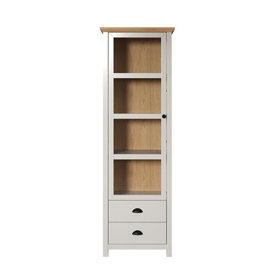 Vitrine 1 porte en verre trempé et 2 tiroirs L65 cm - LANDSIDE CALICOSY
