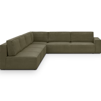 Canapé d'angle gauche convertible 10 places en velours côtelé - HARPER MOD HOMIFAB