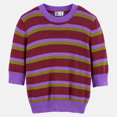 Pull col rond, manches 3/4, en laine mérinos LA REDOUTE X MAZORCAS