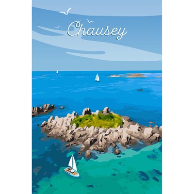 Tableau Mural Illustration Île De Chausey MER CEANOTHE