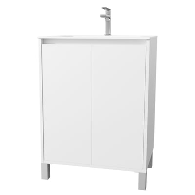 Meuble de salle de bains sur pieds avec 2 portes et vasque HOME MAISON