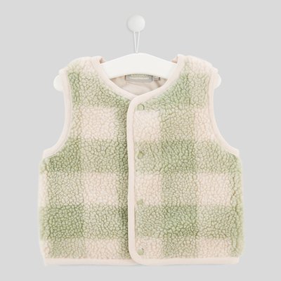 Gilet sans manche en moumoute à carreaux BOUT'CHOU