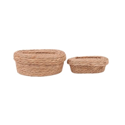 Lot de 2 paniers naturels ovales à couvercle ORNAMI