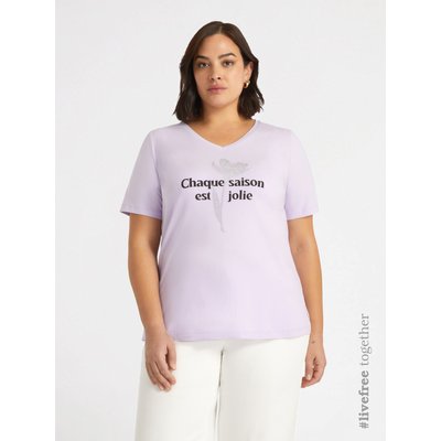 T-shirt avec imprimé et col en V, à manches courtes FIORELLA RUBINO