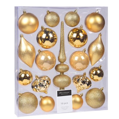 Set de 18 boules de Noël + 1 cimier doré WADIGA