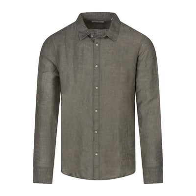 Chemise en lin bleu clair unie avec une coupe droite et un col français TEDDY SMITH