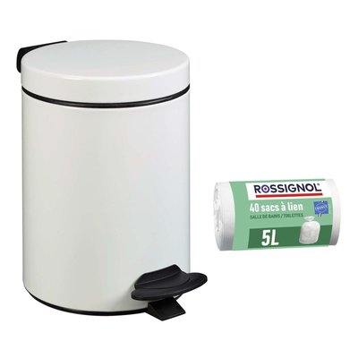 Poubelle de salle de bain à pédale 3L et 40 sacs poubelle 5L - CYJEU ROSSIGNOL