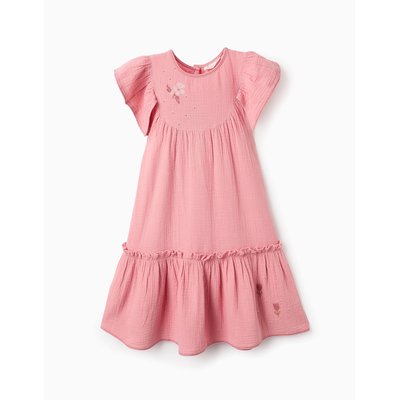 Robe en Mousseline avec Fleurs en Point de Croix ZIPPY