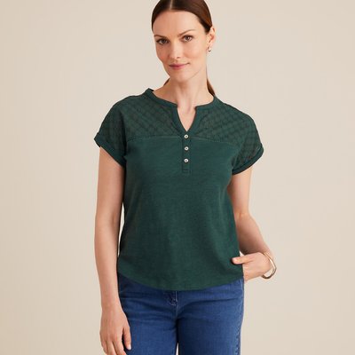 T-shirt col tunisien, manches courtes ANNE WEYBURN