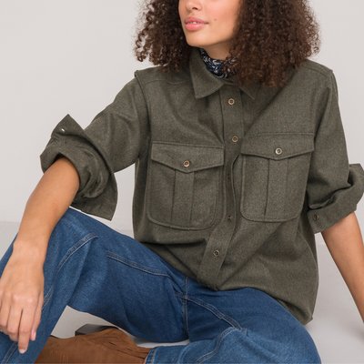 Wool Mix Flannel Shacket LA REDOUTE COLLECTIONS