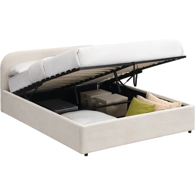 Lit coffre adulte avec tête de lit en tissu chenille - CASSIS HOMIFAB