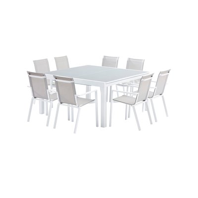 Ensemble en aluminium, verre, 8 fauteuils STAR WILSA GARDEN