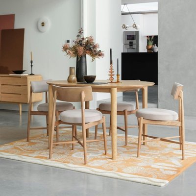 Table à manger ronde en chêne clair avec rallonge intégrée 130-170 cm DERBY PIER IMPORT