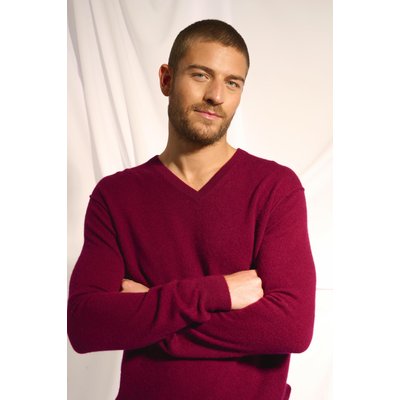 Pull Col V  Bordeaux Tom JUST CASHMERE