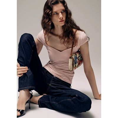 Top maille encolure cœur MANGO