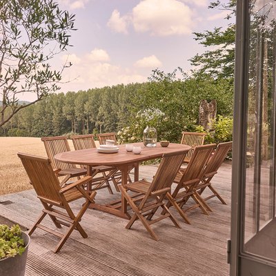 Salon de jardin en teck huilé massif extensible 8/10 places  BALI BERAH GETAH