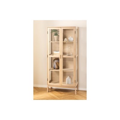 Vitrine en chêne blanchi et verre 2 portes L80 - LIAC HELLIN, DEPUIS 1862