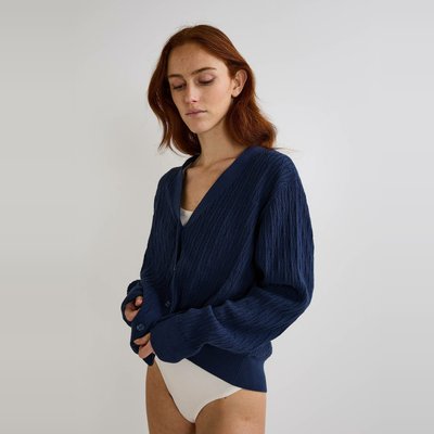 Cardigan col V boutonné en coton BIO MONOPRIX