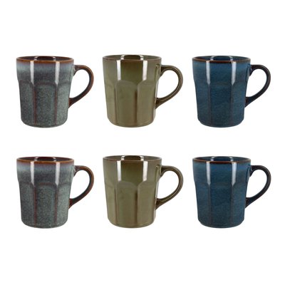 Lot de 6 mugs en grès 36cl, IRIZIA NOVASTYL