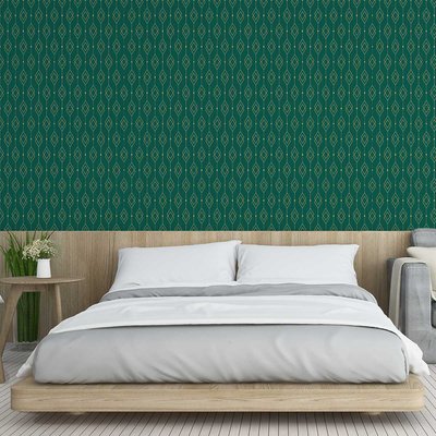 Papier peint art déco losange doré HEXOA