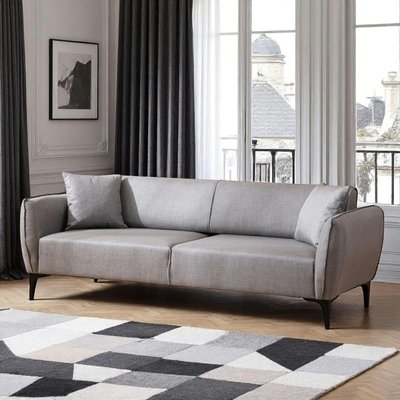 Canapé 3 places gris clair - couture déco VILNIUS PIER IMPORT