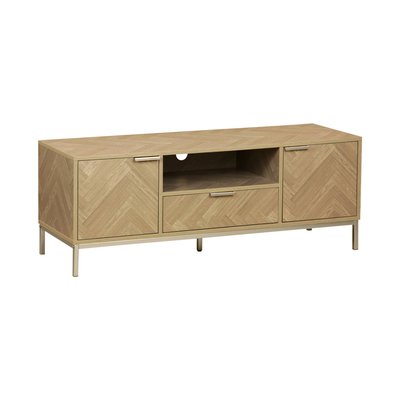 Meuble TV décor chevrons effet bois 2 portes 1 tiroir 120cm BUDAPEST SWEEEK