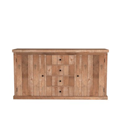 Buffet bas en bois recyclé 2 portes 4 tiroirs L 180 - LINAS HELLIN, DEPUIS 1862