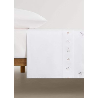 Drap plat berceau percale de coton fleur brodée MANGO HOME