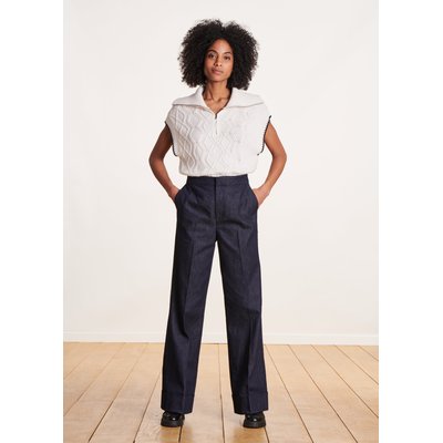 Pantalon droit en coton taille haute LA FEE MARABOUTEE